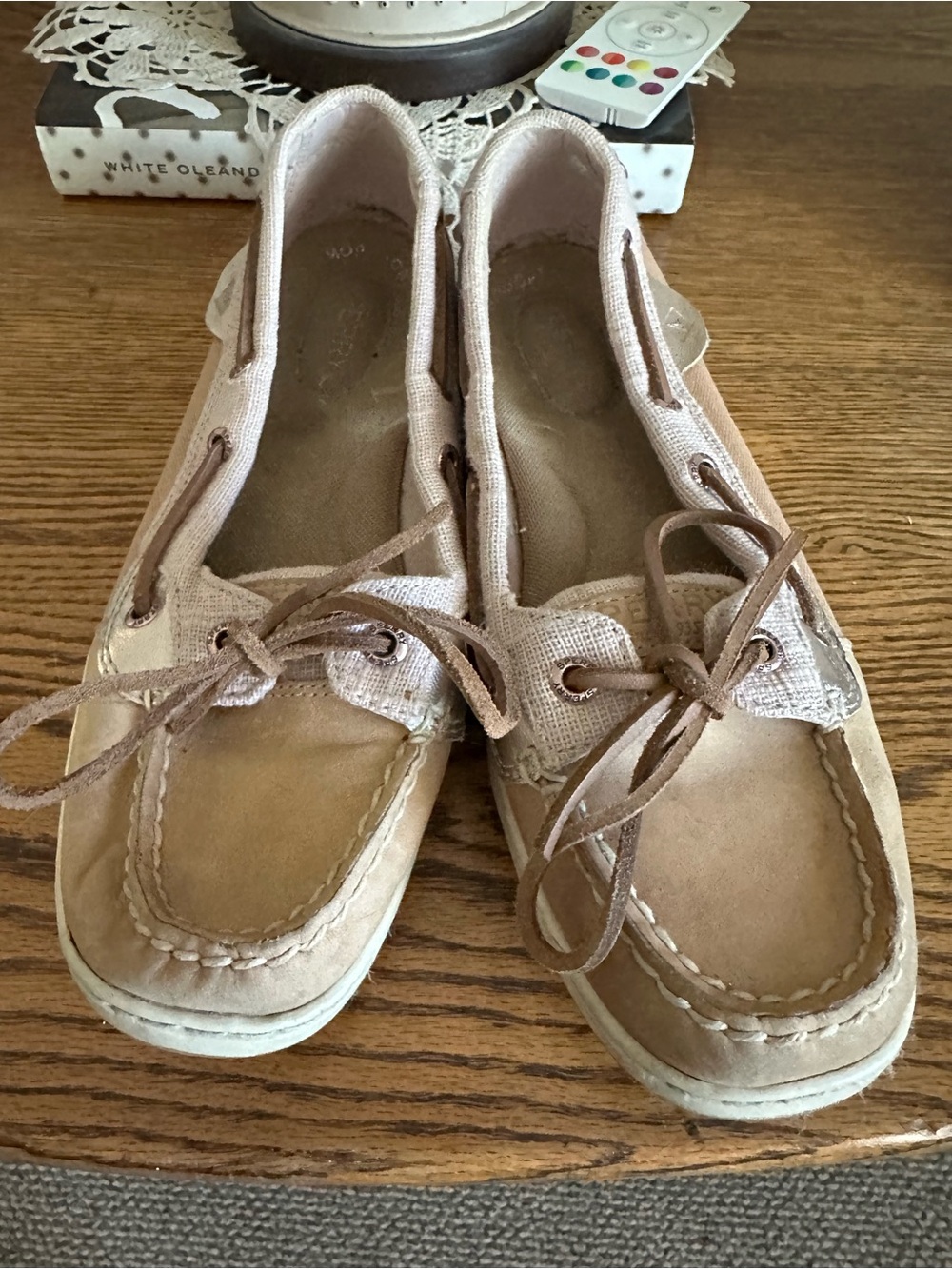 Sperry Women's Light Tan Canvas & Leather Moccasins